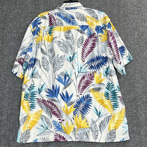 Tommy Bahama Island Zone Silk Blend Hawaiian Shirt Size Large Palm Tropical - Picture 2 of 5